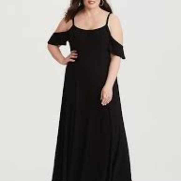 Torrid Dresses & Skirts - Nwt Torrid Black Cold Shoulder Knit Maxi Dress 2